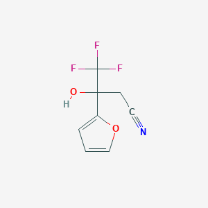 molecular formula C8H6F3NO2 B2504835 4,4,4-Trifluoro-3-(furan-2-yl)-3-hydroxybutanenitrile CAS No. 929975-32-6