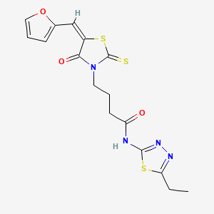 N-(5-ethyl-1,3,4-thiadiazol-2-yl)-4-[(5E)-5-(furan-2-ylmethylidene)-4-oxo-2-sulfanylidene-1,3-thiazolidin-3-yl]butanamide