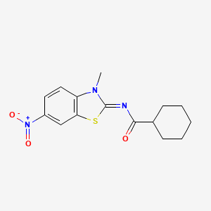 (E)-N-(3-methyl-6-nitrobenzo[d]thiazol-2(3H)-ylidene)cyclohexanecarboxamide