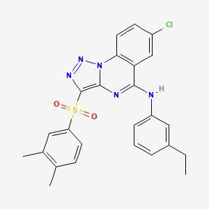 molecular formula C25H22ClN5O2S B2504845 7-chloro-3-[(3,4-dimethylphenyl)sulfonyl]-N-(3-ethylphenyl)[1,2,3]triazolo[1,5-a]quinazolin-5-amine CAS No. 893788-61-9