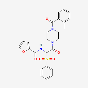 N-[1-(benzenesulfonyl)-2-[4-(2-methylbenzoyl)piperazin-1-yl]-2-oxoethyl]furan-2-carboxamide