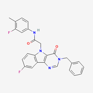 2-(3-benzyl-8-fluoro-4-oxo-3H-pyrimido[5,4-b]indol-5(4H)-yl)-N-(3-fluoro-4-methylphenyl)acetamide