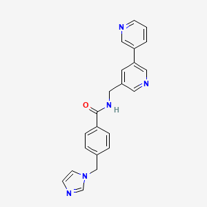 molecular formula C22H19N5O B2504867 4-((1H-imidazol-1-yl)methyl)-N-([3,3'-bipyridin]-5-ylmethyl)benzamide CAS No. 2210144-25-3