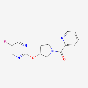 molecular formula C14H13FN4O2 B2504877 (3-((5-氟嘧啶-2-基)氧代)吡咯烷-1-基)(吡啶-2-基)甲酮 CAS No. 2034500-65-5