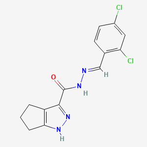 molecular formula C14H12Cl2N4O B2504879 N'-[(E)-(2,4-二氯苯基)亚甲基]-1,4,5,6-四氢环戊[c]吡唑-3-甲酰肼 CAS No. 331234-51-6