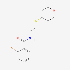 molecular formula C14H18BrNO2S B2504883 2-溴-N-(2-((四氢-2H-吡喃-4-基)硫代)乙基)苯甲酰胺 CAS No. 2034485-01-1