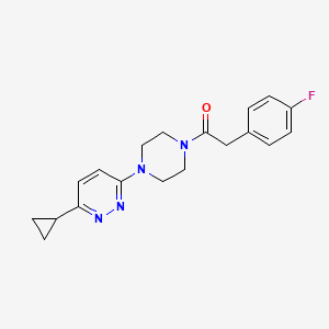 molecular formula C19H21FN4O B2504885 1-(4-(6-Cyclopropylpyridazin-3-yl)piperazin-1-yl)-2-(4-fluorophenyl)ethanone CAS No. 2034469-36-6