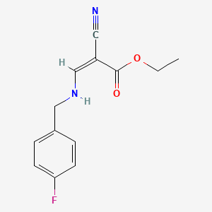 molecular formula C13H13FN2O2 B2504903 ethyl (2Z)-2-cyano-3-{[(4-fluorophenyl)methyl]amino}prop-2-enoate CAS No. 1025644-67-0