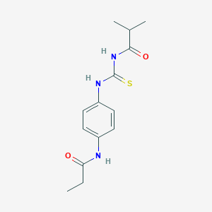 molecular formula C14H19N3O2S B250491 N-(4-{[(isobutyrylamino)carbothioyl]amino}phenyl)propanamide 