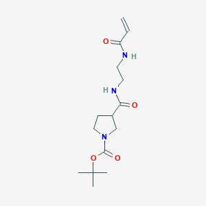 molecular formula C15H25N3O4 B2504916 Tert-butyl 3-[2-(prop-2-enoylamino)ethylcarbamoyl]pyrrolidine-1-carboxylate CAS No. 2361778-92-7