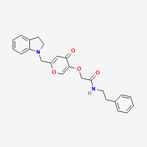2-((6-(indolin-1-ylmethyl)-4-oxo-4H-pyran-3-yl)oxy)-N-phenethylacetamide