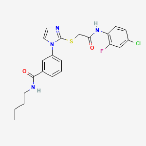 molecular formula C22H22ClFN4O2S B2504943 N-butyl-3-(2-((2-((4-chloro-2-fluorophenyl)amino)-2-oxoethyl)thio)-1H-imidazol-1-yl)benzamide CAS No. 1115336-34-9