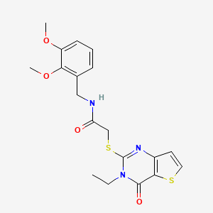 molecular formula C19H21N3O4S2 B2504944 N-(2,3-dimethoxybenzyl)-2-[(3-ethyl-4-oxo-3,4-dihydrothieno[3,2-d]pyrimidin-2-yl)sulfanyl]acetamide CAS No. 1252919-01-9