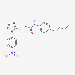 molecular formula C21H22N4O3S B2504946 N-(4-butylphenyl)-2-((1-(4-nitrophenyl)-1H-imidazol-2-yl)thio)acetamide CAS No. 851079-63-5