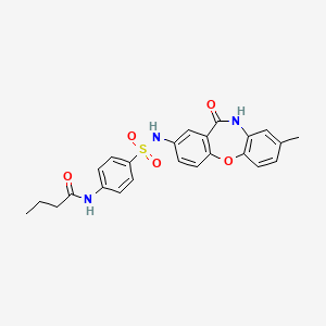 molecular formula C24H23N3O5S B2504948 N-(4-(N-(8-methyl-11-oxo-10,11-dihydrodibenzo[b,f][1,4]oxazepin-2-yl)sulfamoyl)phenyl)butyramide CAS No. 922089-04-1