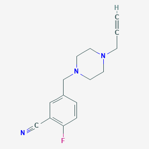 molecular formula C15H16FN3 B2504954 2-Fluoro-5-[(4-prop-2-ynylpiperazin-1-yl)methyl]benzonitrile CAS No. 2195630-28-3