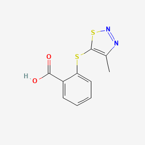 molecular formula C10H8N2O2S2 B2504964 2-[(4-Methyl-1,2,3-thiadiazol-5-yl)sulfanyl]benzenecarboxylic acid CAS No. 400082-02-2