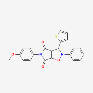 molecular formula C22H18N2O4S B2504966 5-(4-methoxyphenyl)-2-phenyl-3-(thiophen-2-yl)dihydro-2H-pyrrolo[3,4-d]isoxazole-4,6(5H,6aH)-dione CAS No. 474260-19-0
