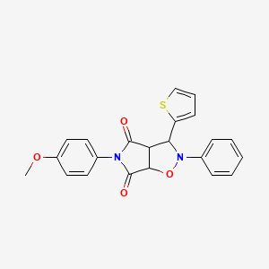 molecular formula C22H18N2O4S B2504966 5-(4-méthoxyphényl)-2-phényl-3-(thiophène-2-yl)-hexahydro-2H-pyrrolo[3,4-d][1,2]oxazole-4,6-dione CAS No. 474260-19-0