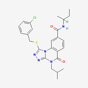 molecular formula C25H28ClN5O2S B2504967 N-(sec-butyl)-1-((3-chlorobenzyl)thio)-4-isobutyl-5-oxo-4,5-dihydro-[1,2,4]triazolo[4,3-a]quinazoline-8-carboxamide CAS No. 1114877-35-8