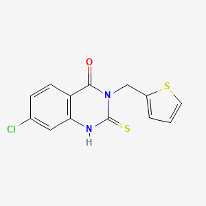 molecular formula C13H9ClN2OS2 B2504986 7-chloro-2-sulfanylidene-3-(thiophen-2-ylmethyl)-1H-quinazolin-4-one CAS No. 422526-59-8