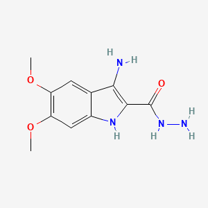 molecular formula C11H14N4O3 B2504987 3-amino-5,6-dimethoxy-1H-indole-2-carbohydrazide CAS No. 843620-60-0