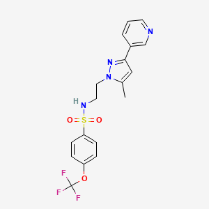 molecular formula C18H17F3N4O3S B2504991 N-(2-(5-methyl-3-(pyridin-3-yl)-1H-pyrazol-1-yl)ethyl)-4-(trifluoromethoxy)benzenesulfonamide CAS No. 2034375-59-0