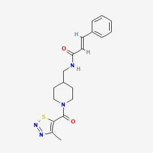 molecular formula C19H22N4O2S B2504994 N-((1-(4-methyl-1,2,3-thiadiazole-5-carbonyl)piperidin-4-yl)methyl)cinnamamide CAS No. 1235676-66-0