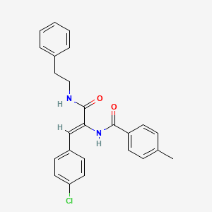 molecular formula C25H23ClN2O2 B2504997 N-(2-(4-Chloro-phenyl)-1-phenethylcarbamoyl-vinyl)-4-methyl-benzamide CAS No. 297145-59-6