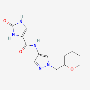 molecular formula C13H17N5O3 B2504999 2-氧代-N-(1-((四氢-2H-吡喃-2-基)甲基)-1H-吡唑-4-基)-2,3-二氢-1H-咪唑-4-甲酰胺 CAS No. 2320226-20-6