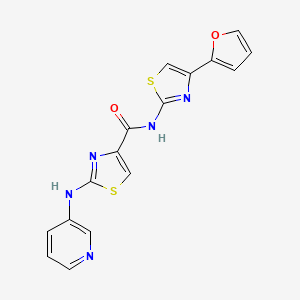 molecular formula C16H11N5O2S2 B2505008 N-(4-(furan-2-yl)thiazol-2-yl)-2-(pyridin-3-ylamino)thiazole-4-carboxamide CAS No. 1286698-81-4