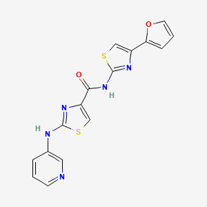 molecular formula C16H11N5O2S2 B2505008 N-(4-(呋喃-2-基)噻唑-2-基)-2-(吡啶-3-基氨基)噻唑-4-甲酰胺 CAS No. 1286698-81-4