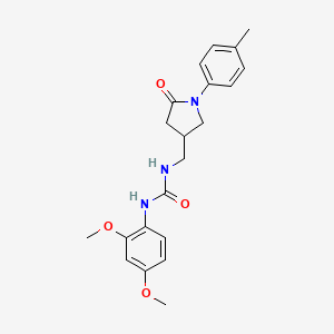 molecular formula C21H25N3O4 B2505014 1-(2,4-二甲氧苯基)-3-((5-氧代-1-(对甲苯基)吡咯烷-3-基)甲基)脲 CAS No. 954660-36-7