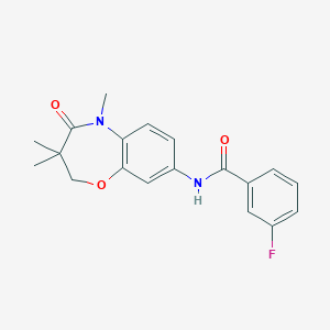 molecular formula C19H19FN2O3 B2505022 3-氟代-N-(3,3,5-三甲基-4-氧代-2,3,4,5-四氢苯并[b][1,4]恶二嗪-8-基)苯甲酰胺 CAS No. 921792-44-1