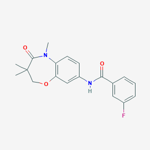 molecular formula C19H19FN2O3 B2505022 3-fluoro-N-(3,3,5-trimetil-4-oxo-2,3,4,5-tetrahidro-1,5-benzoxazepin-8-il)benzamida CAS No. 921792-44-1