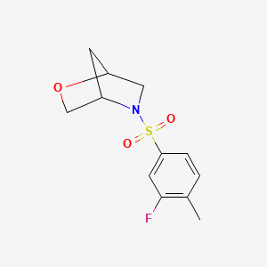 molecular formula C12H14FNO3S B2505024 5-((3-氟-4-甲基苯基)磺酰基)-2-氧杂-5-氮杂双环[2.2.1]庚烷 CAS No. 2034290-13-4