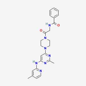 molecular formula C24H27N7O2 B2505025 N-(2-(4-(2-méthyl-6-((4-méthylpyridin-2-yl)amino)pyrimidin-4-yl)pipérazin-1-yl)-2-oxoéthyl)benzamide CAS No. 1428349-30-7