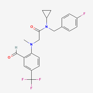 molecular formula C21H20F4N2O2 B2505034 N-环丙基-N-[(4-氟苯基)甲基]-2-[2-甲酰基-N-甲基-4-(三氟甲基)苯胺基]乙酰胺 CAS No. 1427638-12-7