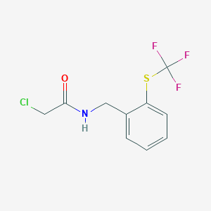 molecular formula C10H9ClF3NOS B2505036 2-Chloro-N-[[2-(trifluoromethylsulfanyl)phenyl]methyl]acetamide CAS No. 2411312-90-6