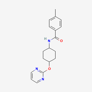 molecular formula C18H21N3O2 B2505037 4-methyl-N-((1r,4r)-4-(pyrimidin-2-yloxy)cyclohexyl)benzamide CAS No. 2034444-30-7