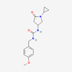 molecular formula C16H21N3O3 B2505039 1-(1-环丙基-5-氧代吡咯烷-3-基)-3-(4-甲氧基苄基)脲 CAS No. 1396878-90-2