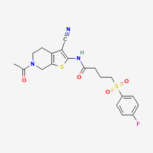 molecular formula C20H20FN3O4S2 B2505044 N-(6-acetyl-3-cyano-4,5,6,7-tetrahydrothieno[2,3-c]pyridin-2-yl)-4-((4-fluorophenyl)sulfonyl)butanamide CAS No. 922856-18-6