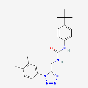 molecular formula C21H26N6O B2505054 1-(4-(tert-butyl)phenyl)-3-((1-(3,4-dimethylphenyl)-1H-tetrazol-5-yl)methyl)urea CAS No. 941964-57-4