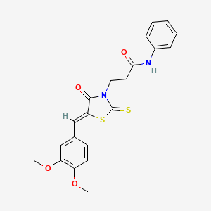 molecular formula C21H20N2O4S2 B2505055 3-[(5Z)-5-[(3,4-二甲氧基苯基)亚甲基]-4-氧代-2-硫代亚甲基-1,3-噻唑烷-3-基]-N-苯基丙酰胺 CAS No. 389077-25-2