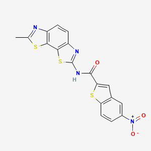 molecular formula C18H10N4O3S3 B2505057 N-(7-甲基-[1,3]噻唑并[4,5-g][1,3]苯并噻唑-2-基)-5-硝基-1-苯并噻吩-2-甲酰胺 CAS No. 391867-30-4