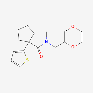 molecular formula C16H23NO3S B2505062 N-((1,4-dioxan-2-yl)methyl)-N-methyl-1-(thiophen-2-yl)cyclopentanecarboxamide CAS No. 1421524-51-7