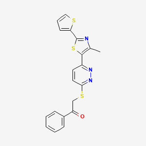 2-((6-(4-Methyl-2-(thiophen-2-yl)thiazol-5-yl)pyridazin-3-yl)thio)-1-phenylethanone