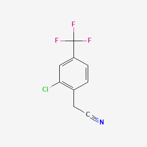 molecular formula C9H5ClF3N B2505065 2-Chloro-4-(trifluoromethyl)phenylacetonitrile CAS No. 22902-81-4; 474024-26-5