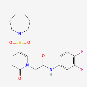 molecular formula C19H21F2N3O4S B2505077 2-[5-(azepan-1-ylsulfonyl)-2-oxopyridin-1(2H)-yl]-N-(3,4-difluorophenyl)acetamide CAS No. 1358439-40-3