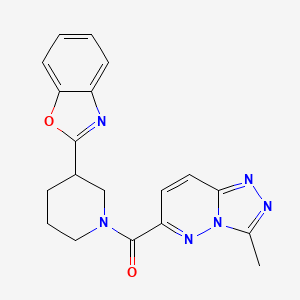 molecular formula C19H18N6O2 B2505078 [3-(1,3-Benzoxazol-2-yl)piperidin-1-yl]-(3-methyl-[1,2,4]triazolo[4,3-b]pyridazin-6-yl)methanone CAS No. 2415573-93-0